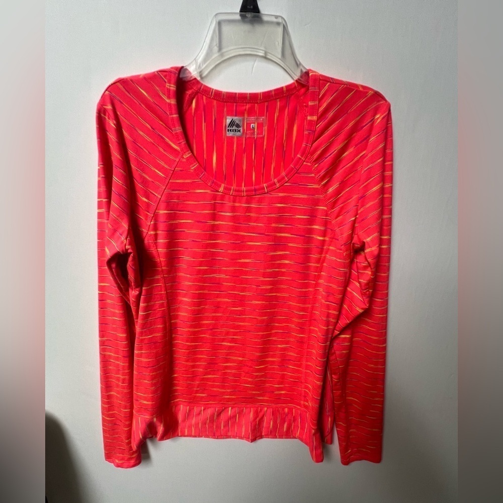 RBX PERFORMANCE PINK/YELLOW/PURPLE LONG SLEEVE W/ROUND NECK. SIZE LARGE